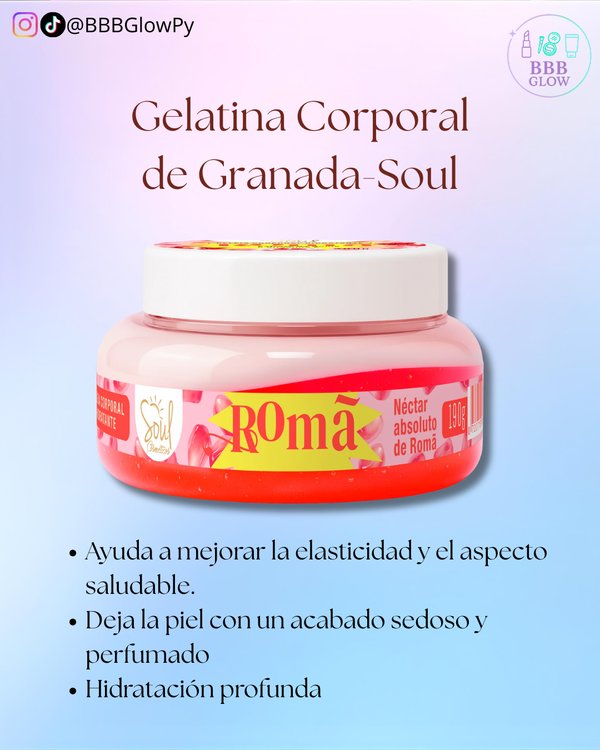 Gelatina Hidratante Corporal De Granada Roja Antioxidante