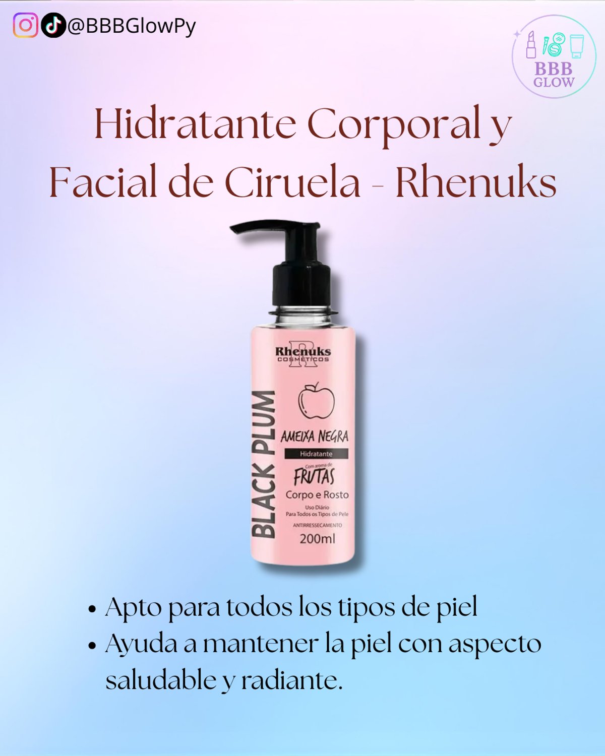 Hidratante Corporal Y De Rostro Ameixa Negra 