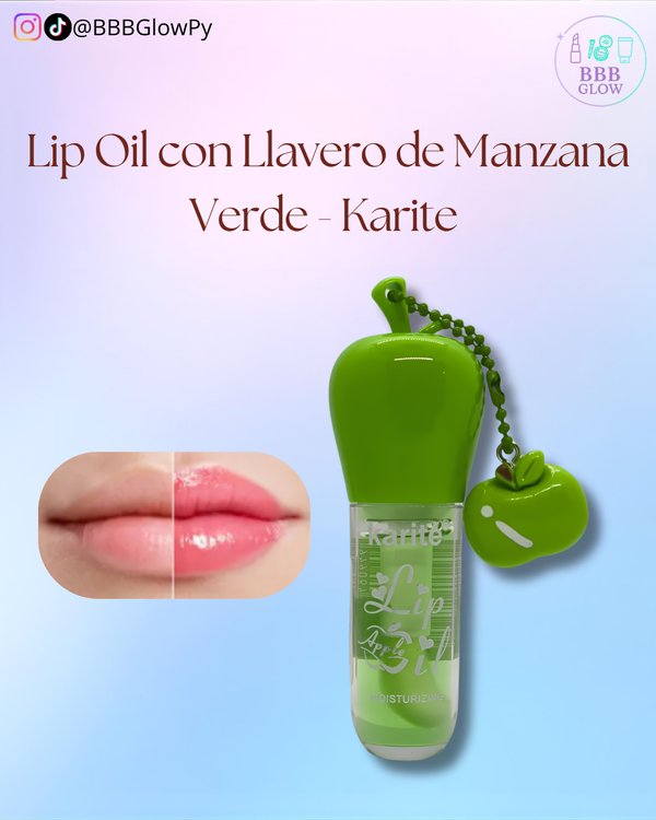 Lip Oil Con Llavero De Manzana Verde
