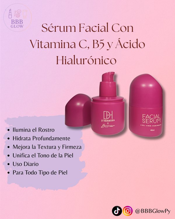 Serum Facial con Vitamina C,B5 y Acido Hialuronico D' Hermosa