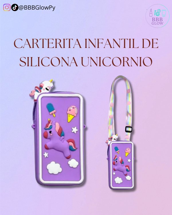 Carterita Infantil De Silicona Lila Unicornio