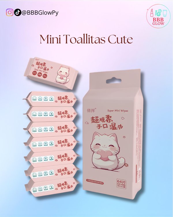 Mini Toallita Rosa Bebe Catito Con Corazon