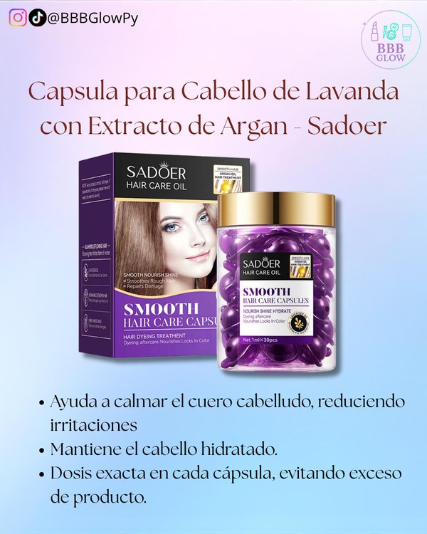 Aceite De 30 Capsulas Para Cabello De Lavanda Con Argan