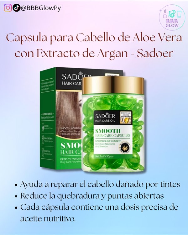 Aceite De 30 Capsulas Para Cabello De Aloe Vera Con Argan