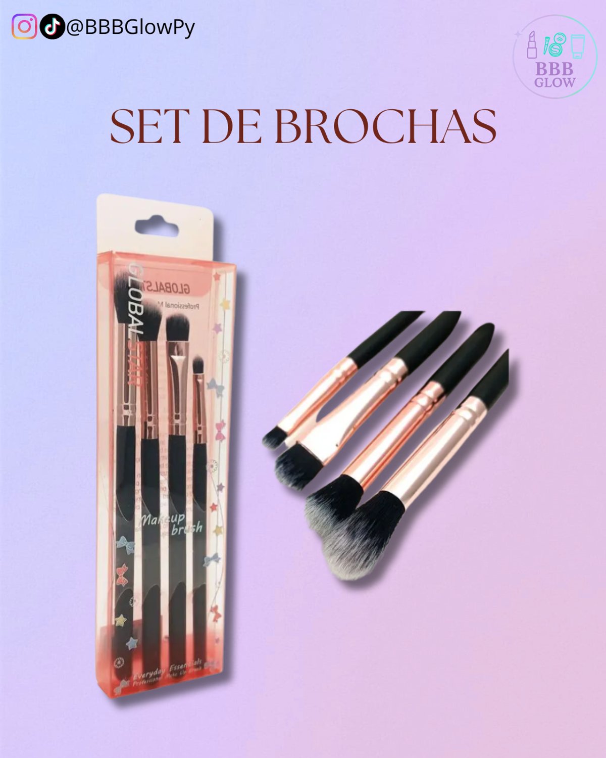 Set De Brochas 4 Piezas Negro