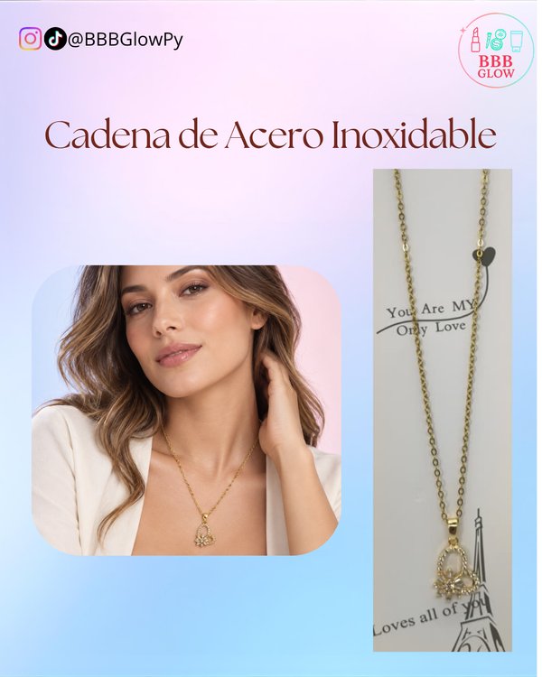 Cadena Diseño Corazon Con Flor