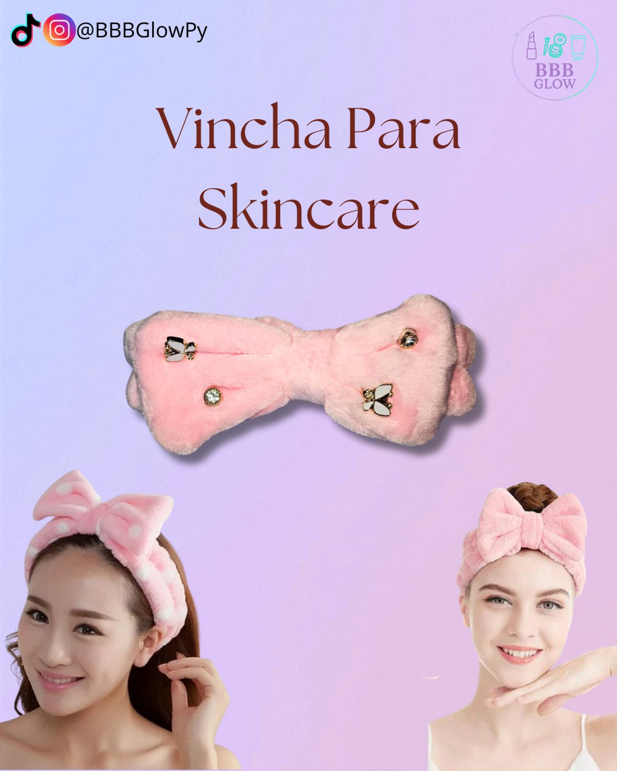 Vincha Skin Care Con Mariposas