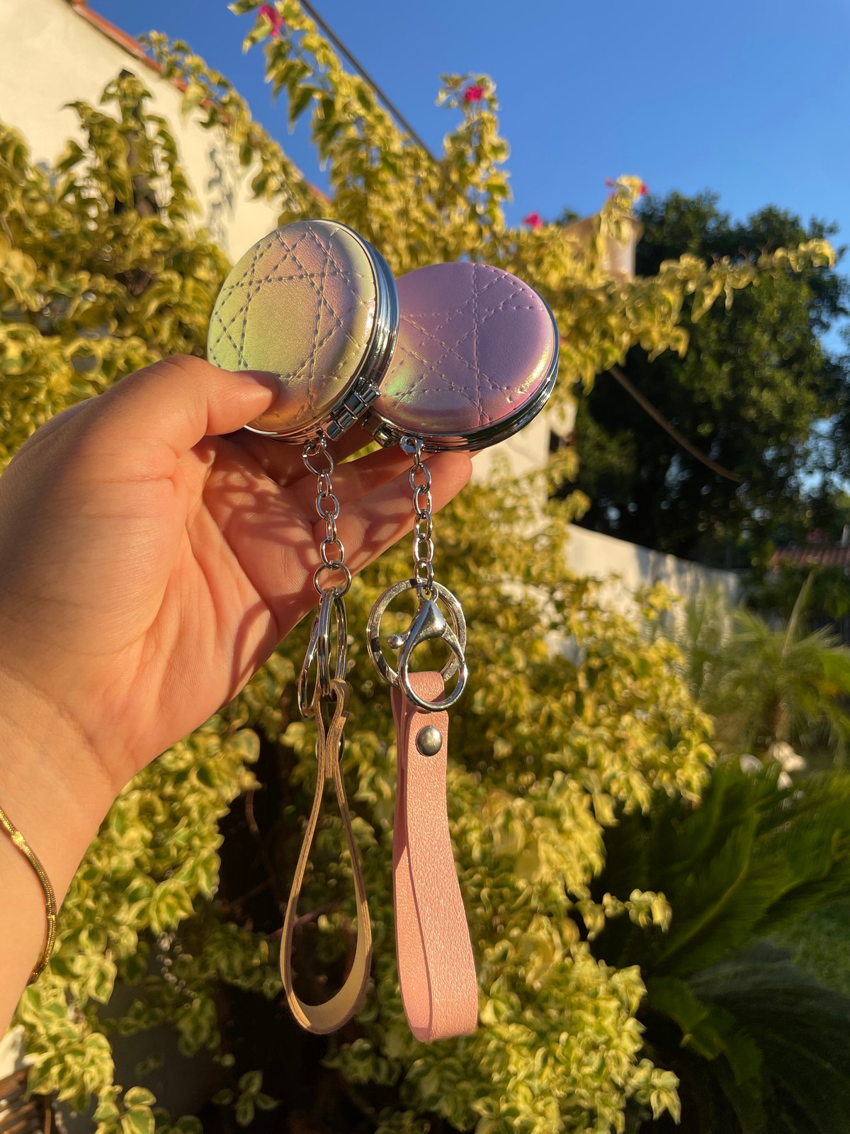 ESPEJO DOBLE+LLAVERO+CORREA💘 - 2