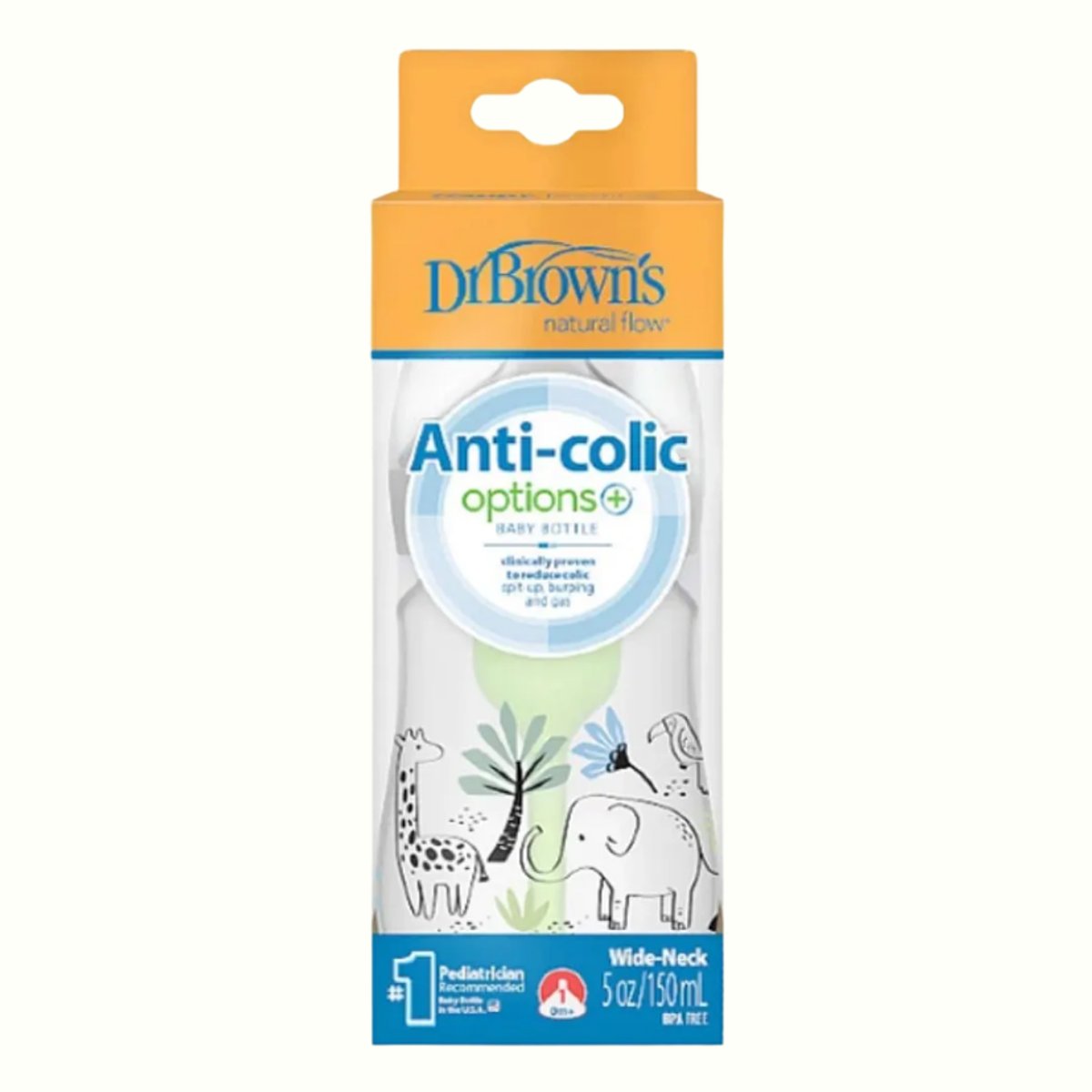 Dr Brown´s - Biberón Opt Boca Ancha con Diseño Elefantito 150ml N1 - 4