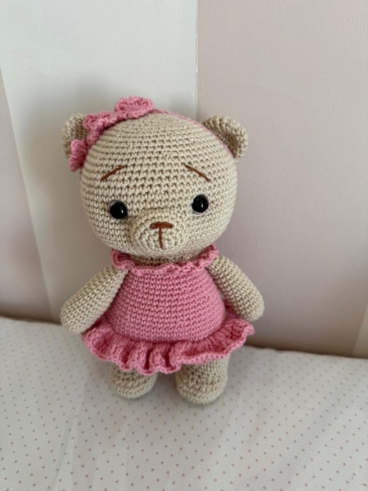 Hi - Amigurumi Grande - Osita vestido rosa   - 2