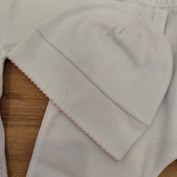 Set de Regalo Mónaco Blanco con Picueta Rosa 0-3M