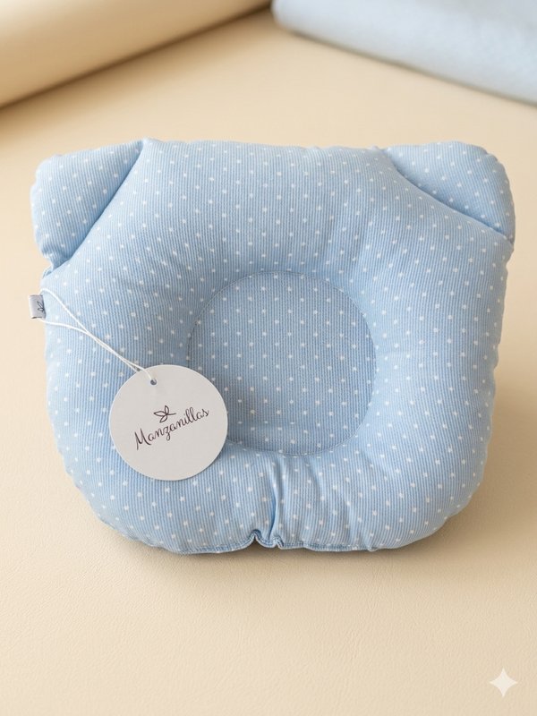 Almohada Cabecera Celeste Motas