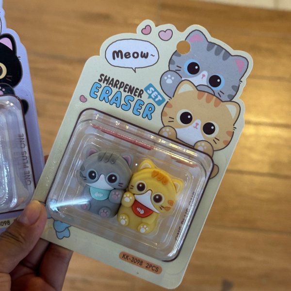 Set Borrador + Sacapuntas- Gatitos