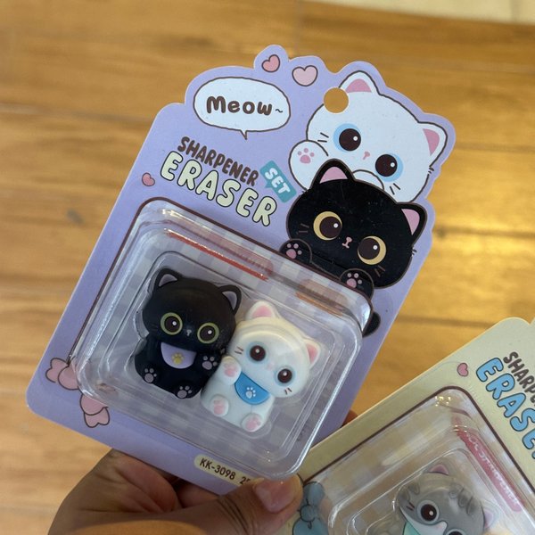 Set Borrador + Sacapuntas- Gatitos