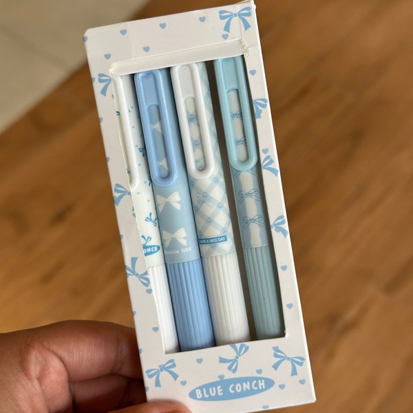 Set Bolígrafos Gel -Coquette ྀིྀི celeste (Tinta negra)