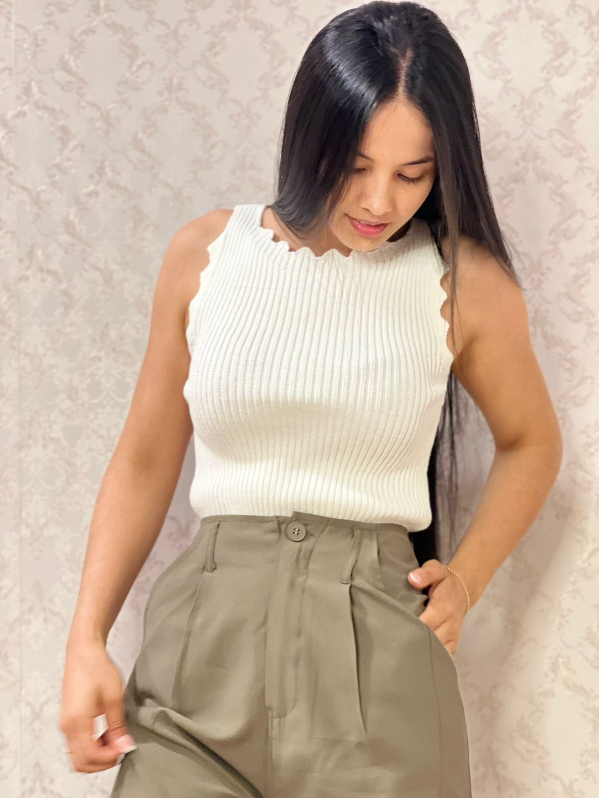 Blusa hilo sin manga - 2