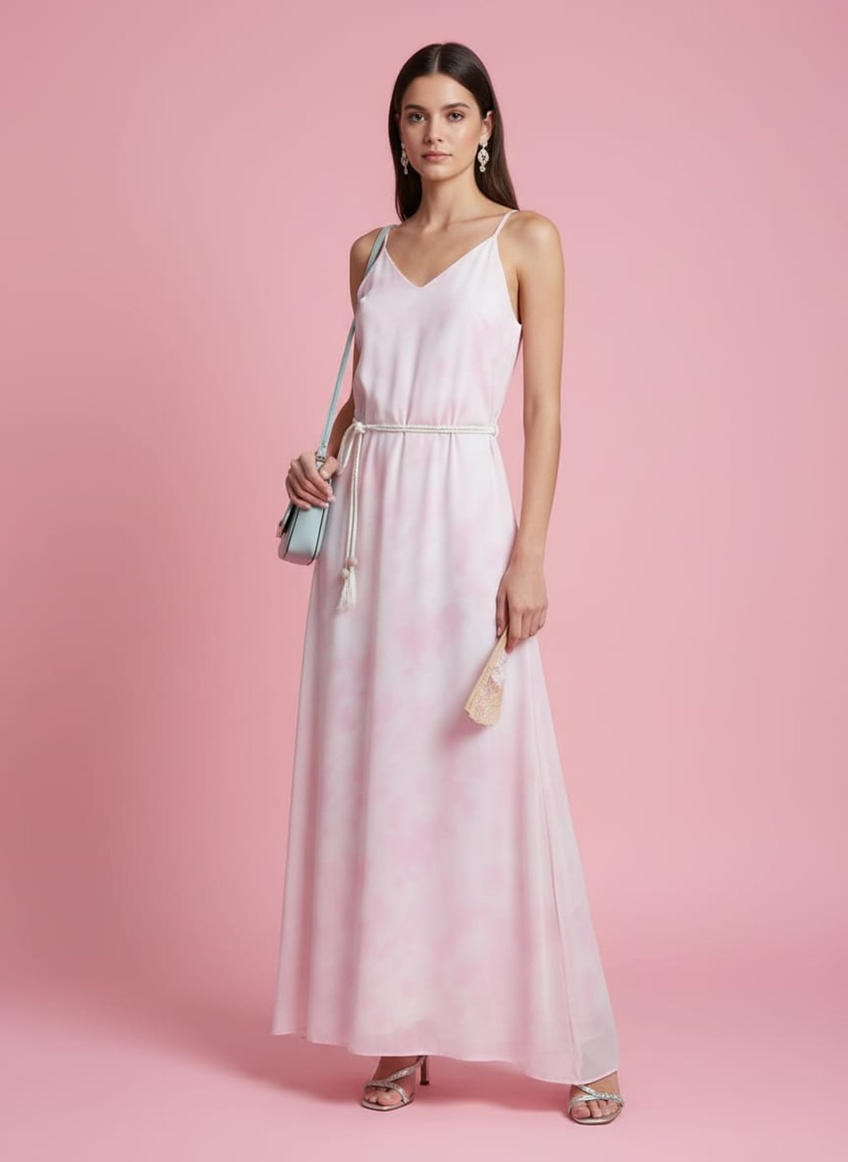 Vestido con escote V y tirantes