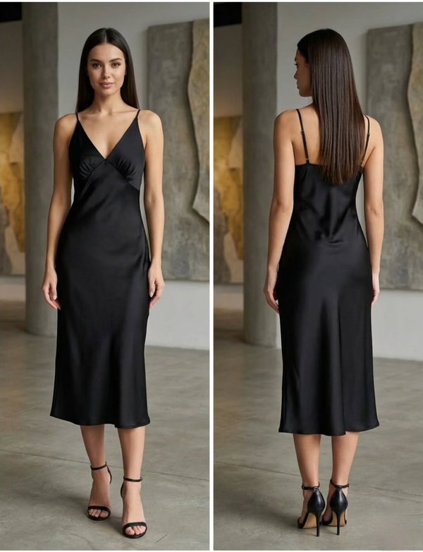 Vestido Largo Negro Satin