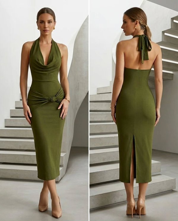 Vestido Largo Verde Oliva
