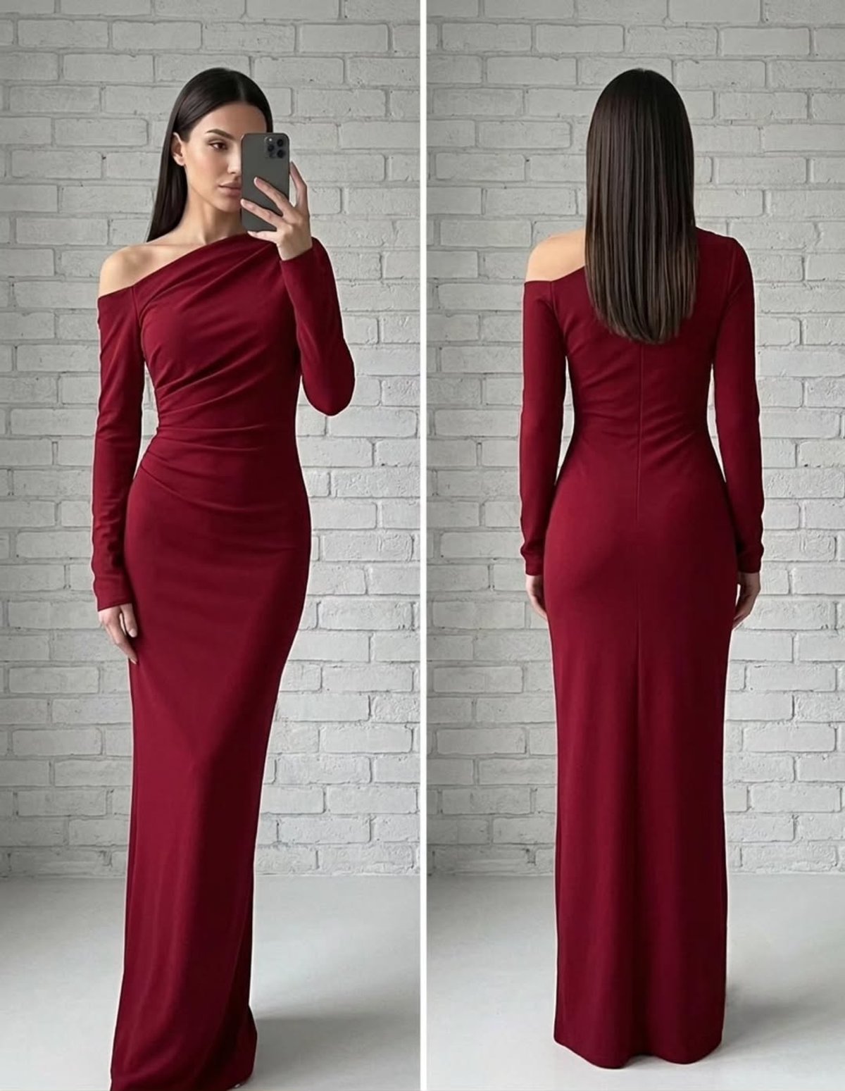 Vestido Largo Bordó - 4