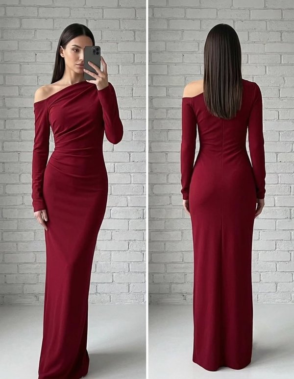 Vestido Largo Bordó