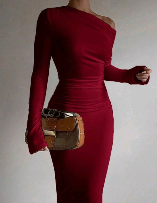 Vestido Largo Bordó