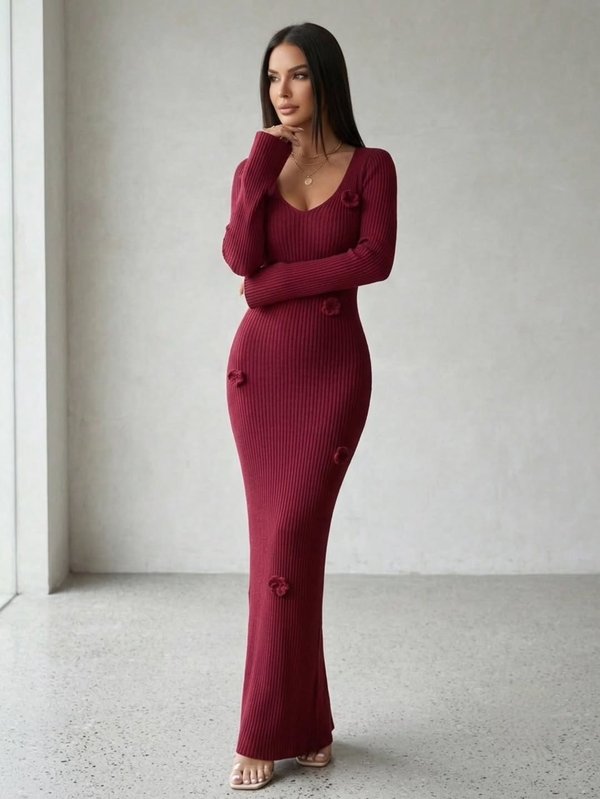 Vestido Largo Bordó