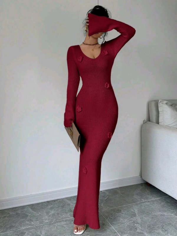 Vestido Largo Bordó