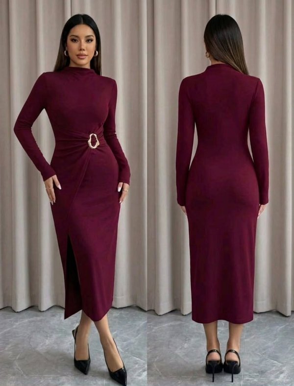 Vestido Largo Bordó