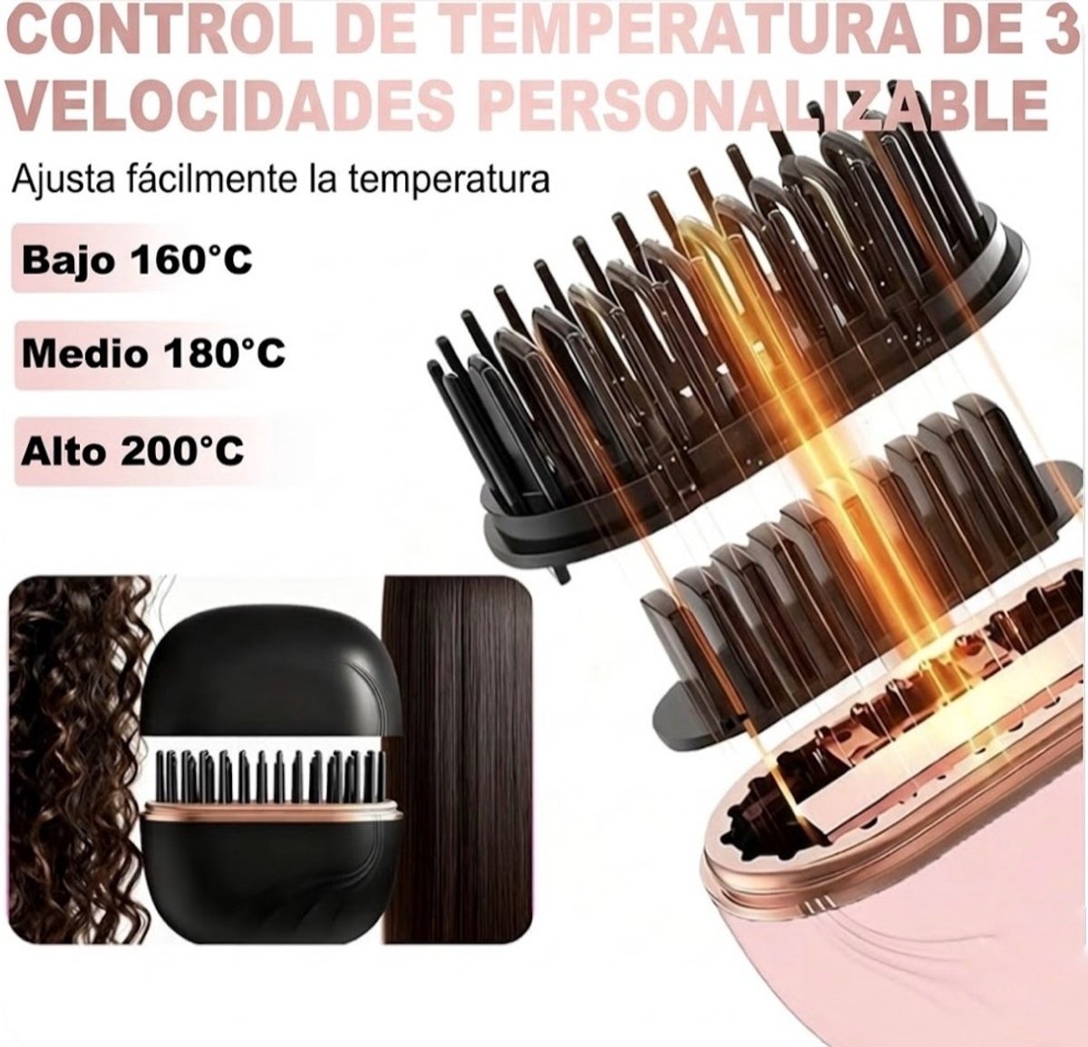 Peine Alisador Portátil Inalámbrico HB-208 - 3