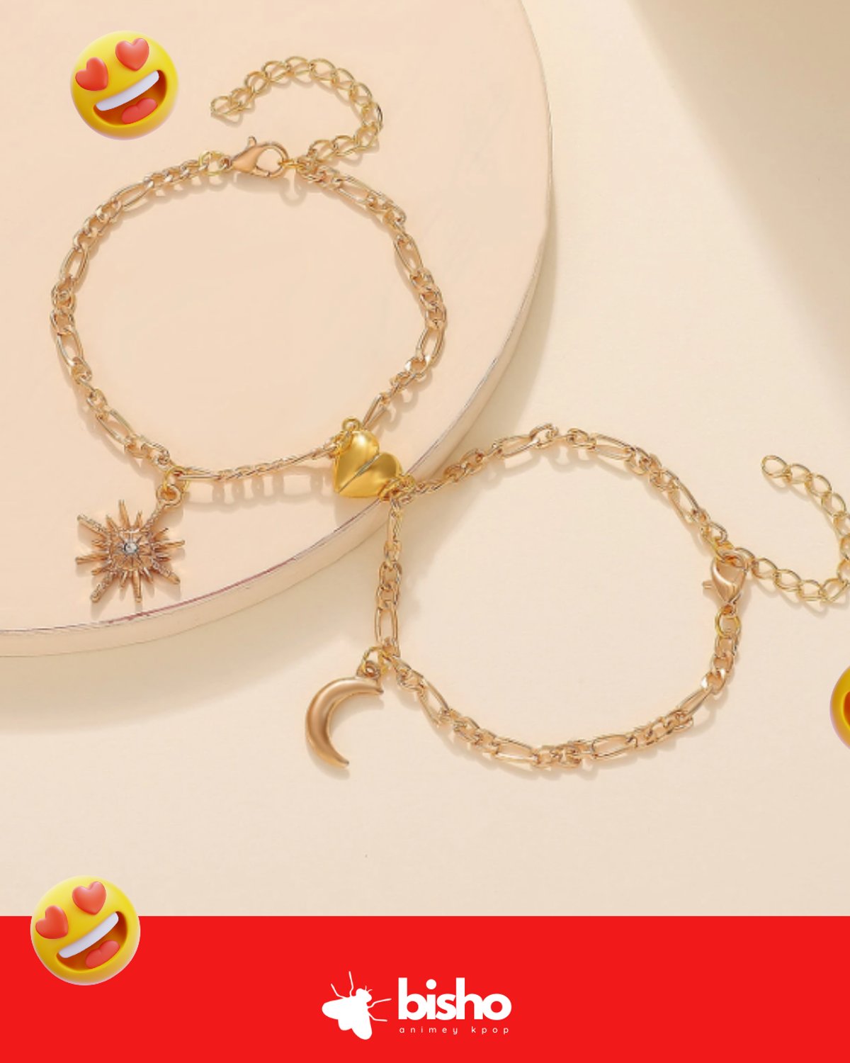 Pulseras a juego con imán - Luna/Sol