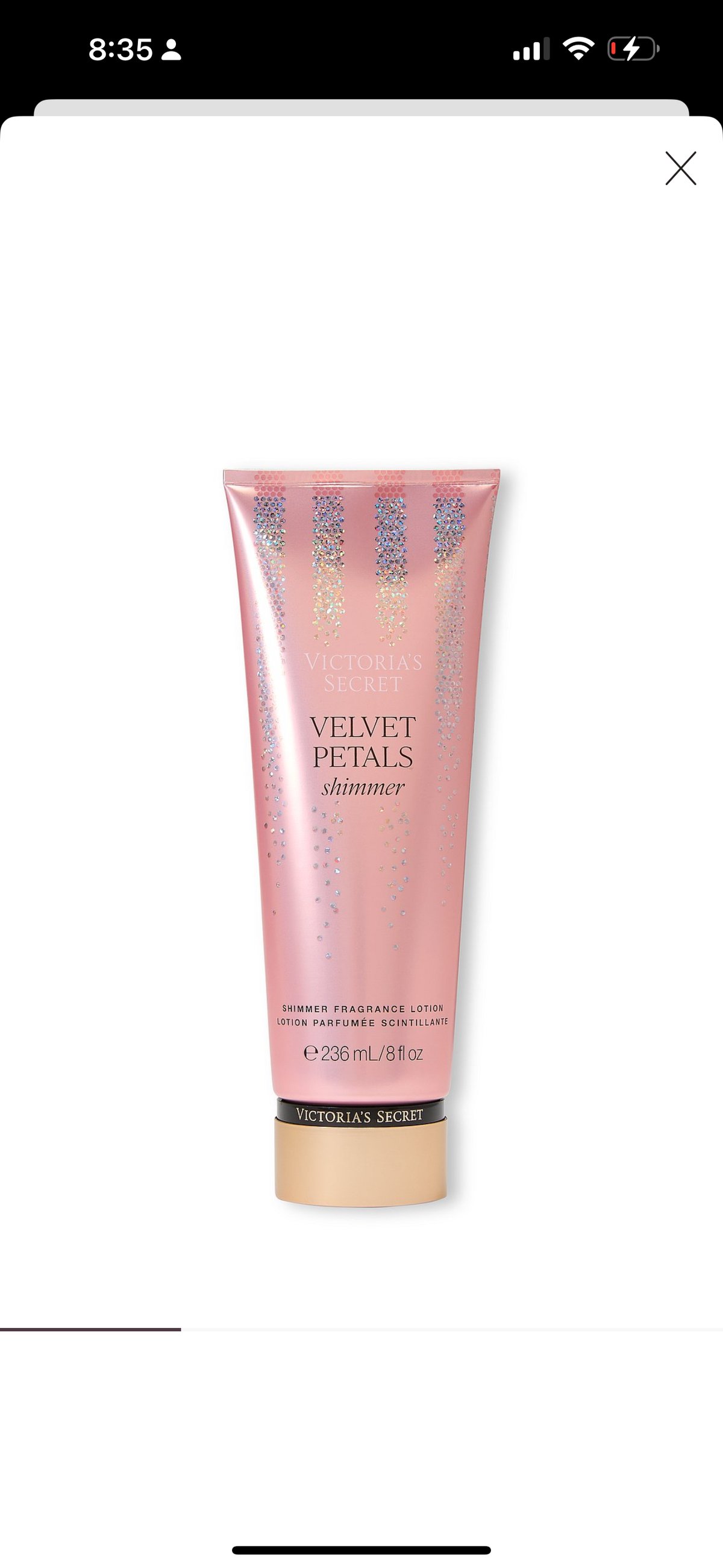 Loción Velvet Petals shimmer