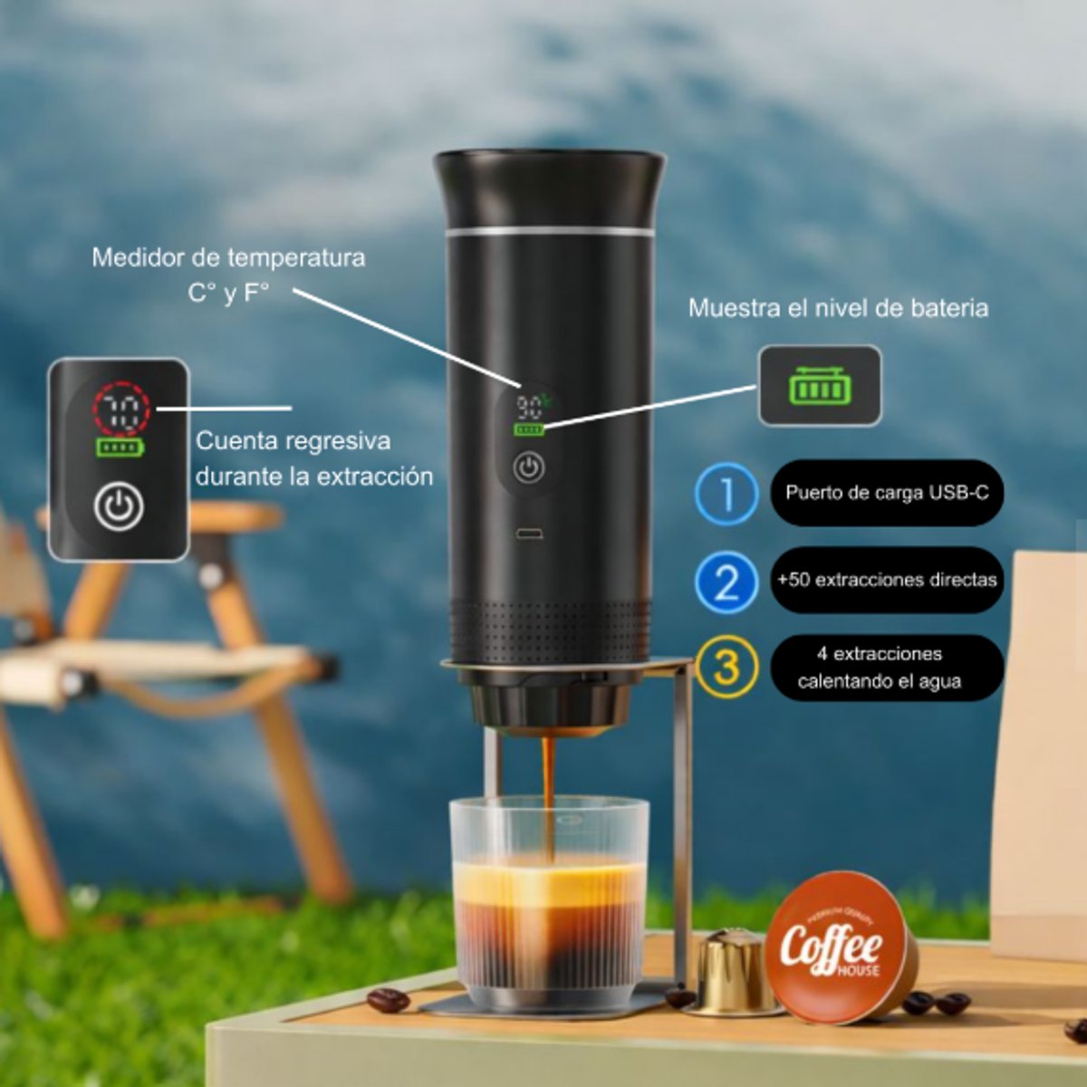 Cafetera Espresso Led Portatil 3 en 1 - 3