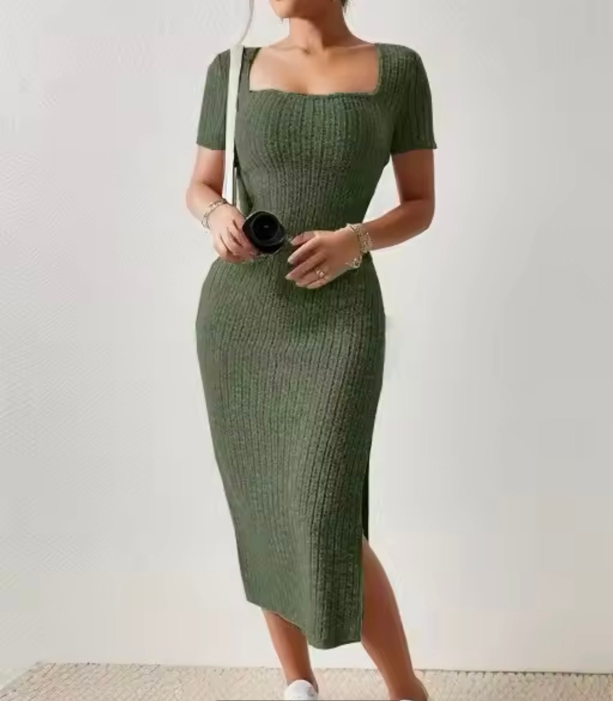 Vestido largo con cuello cuadrado - 3