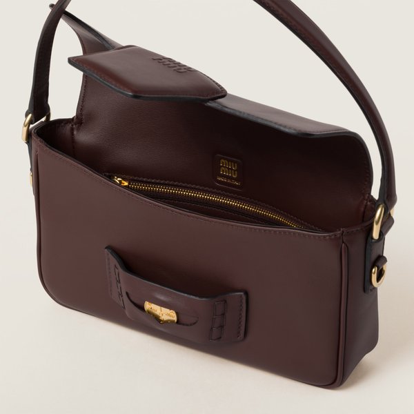 Miu Miu- Penny Leather Bag- Marron Oscuro