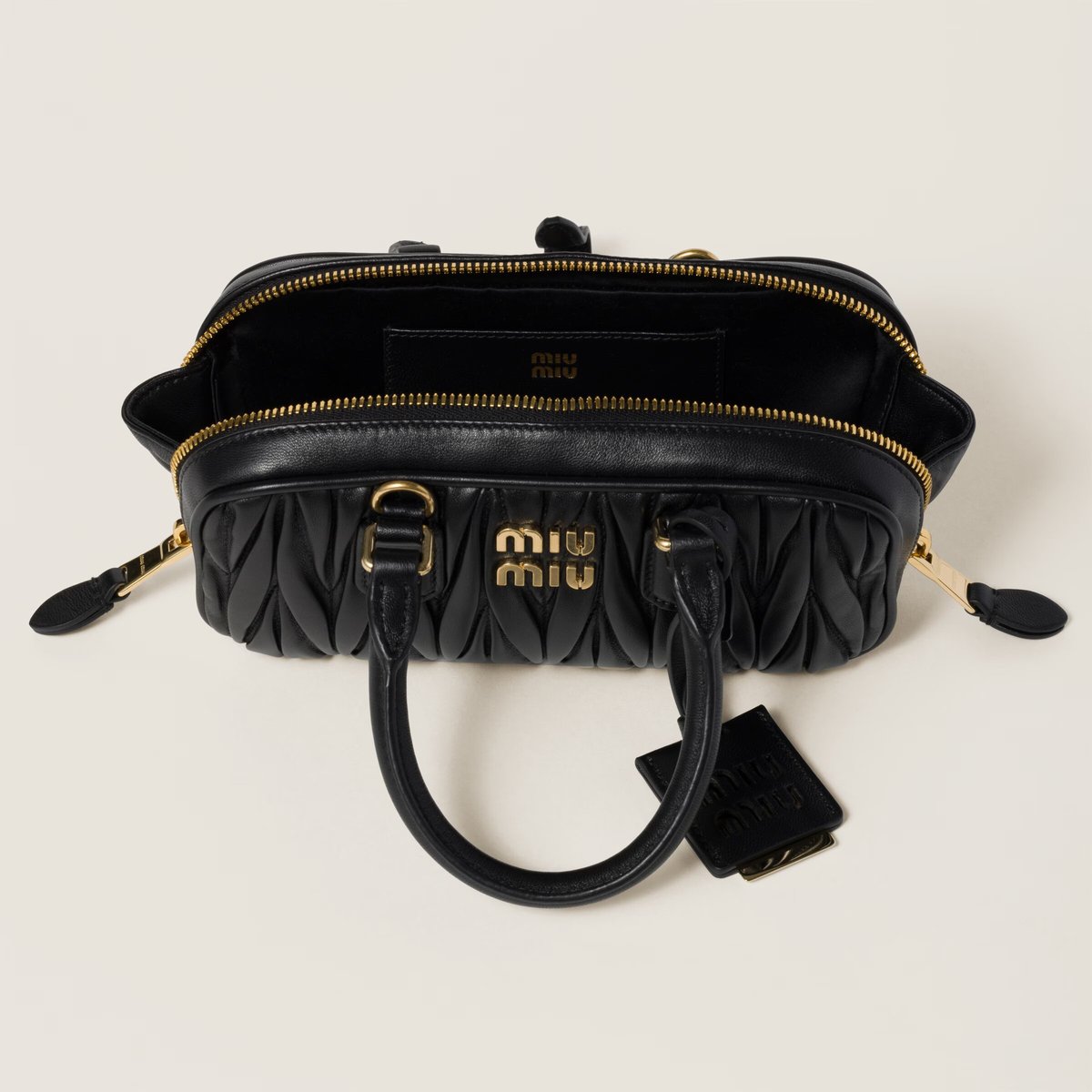 Miu Miu-Arcadie Matelassé Nappa Leather-Negro - 3