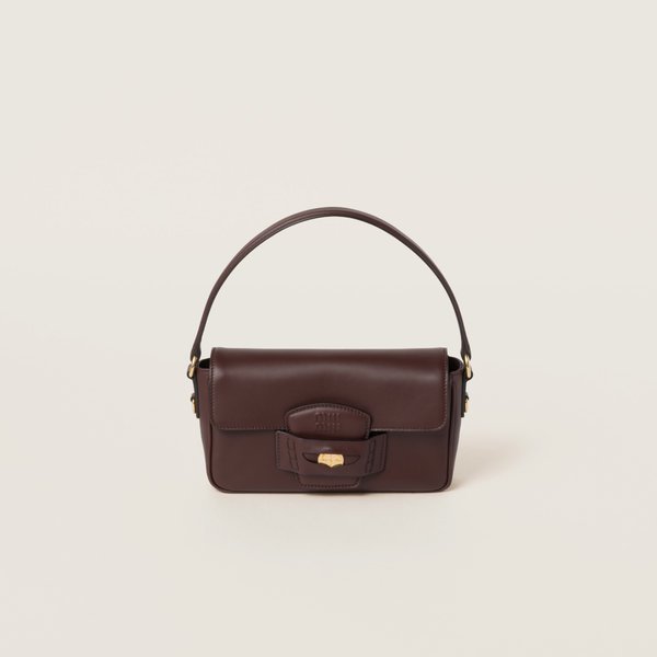 Miu Miu- Penny Leather Bag- Marron Oscuro