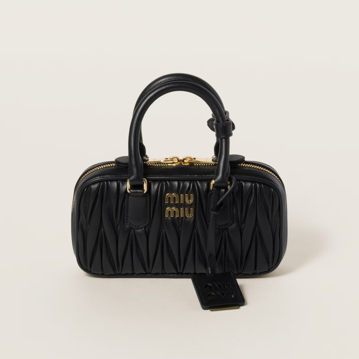 Miu Miu-Arcadie Matelassé Nappa Leather-Negro