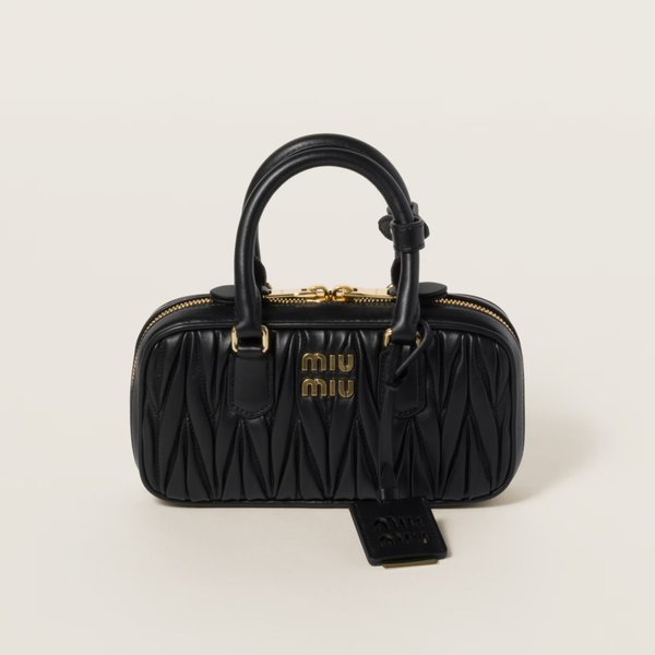 Miu Miu-Arcadie Matelassé Nappa Leather-Negro