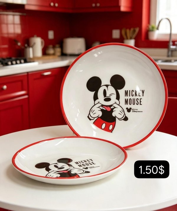 Plato de melanina de mickey y minnie 