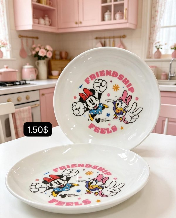 Plato de melanina de mickey y minnie 