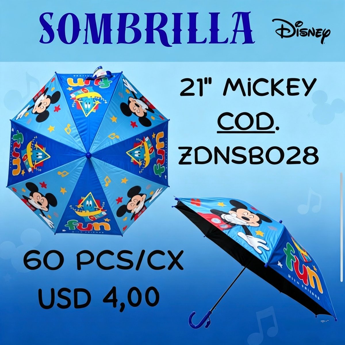 Sombrilla Mickey Azul - 2