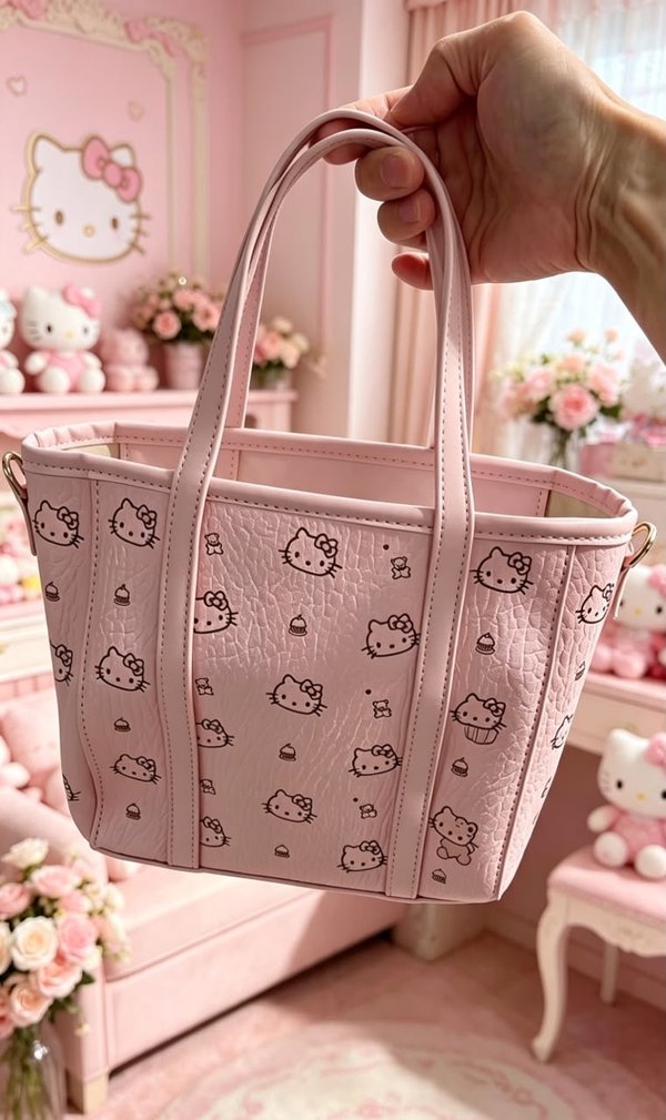 Bolso Tote Hello Kitty Estampado – Rosa