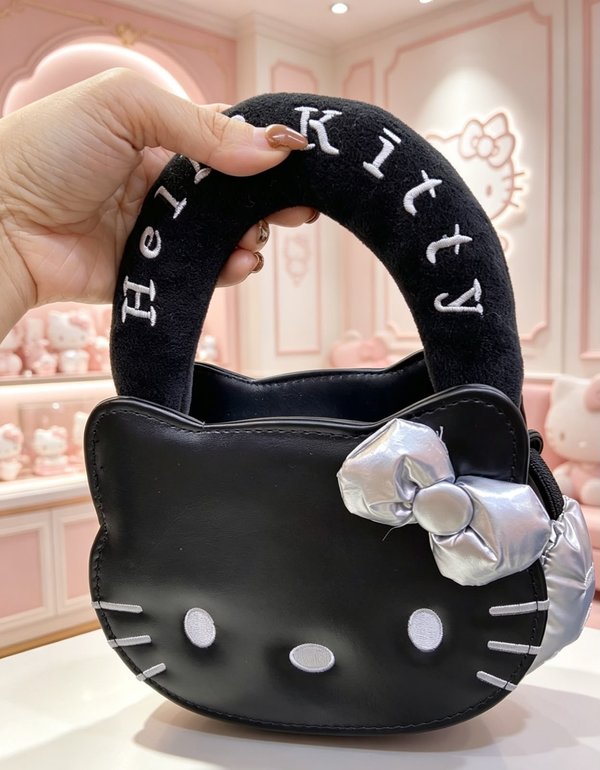 Bolso de Mano Hello Kitty con Lazo – Negro