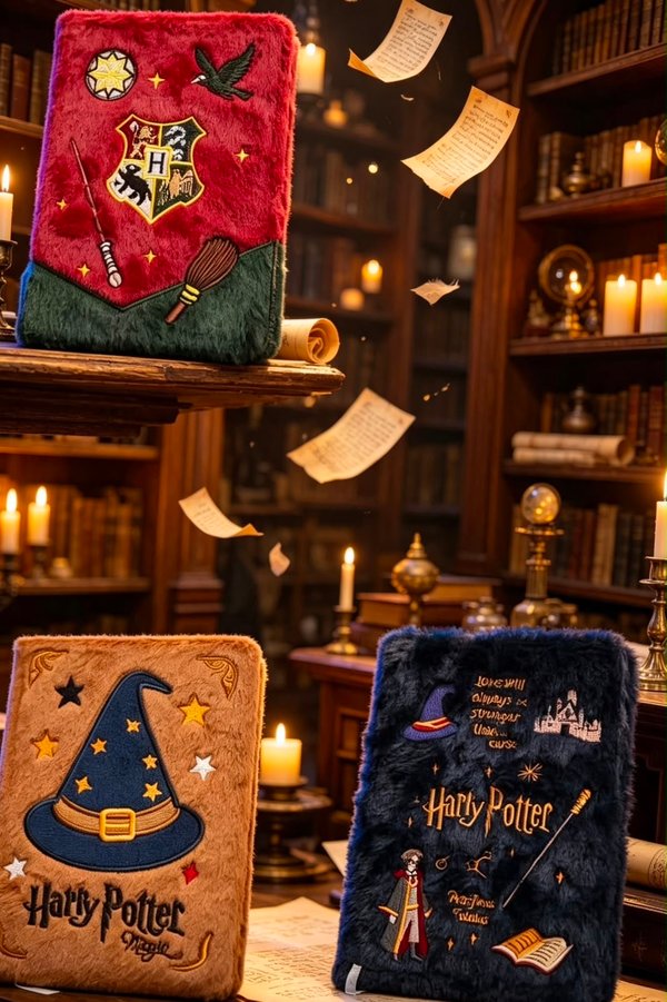 Cuaderno Harry Potter de peluche bordado