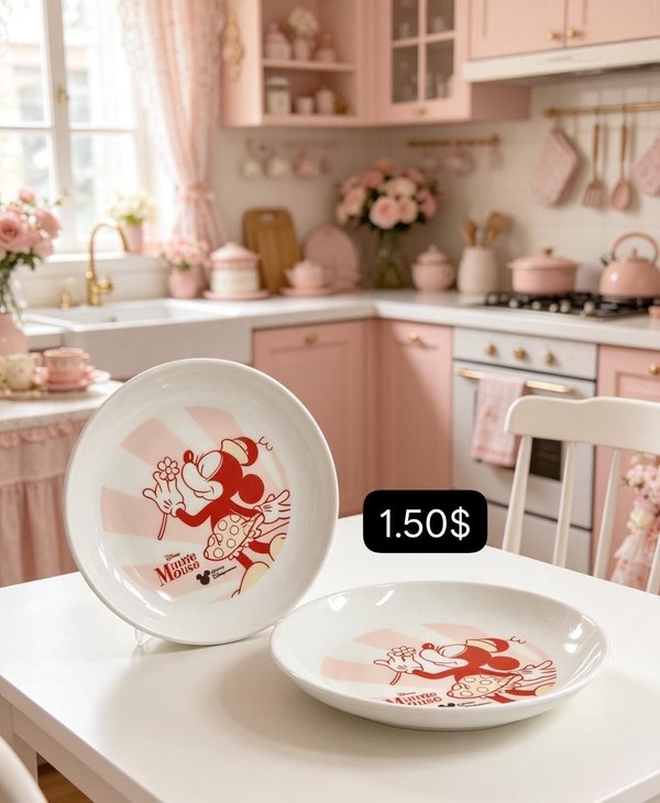 Plato de melanina de mickey y minnie 