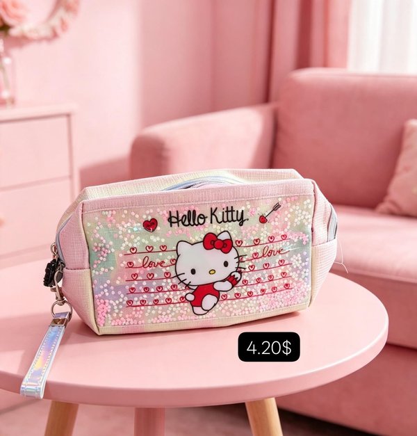 Bolsa Cosmética Hello Kitty con Brillo 