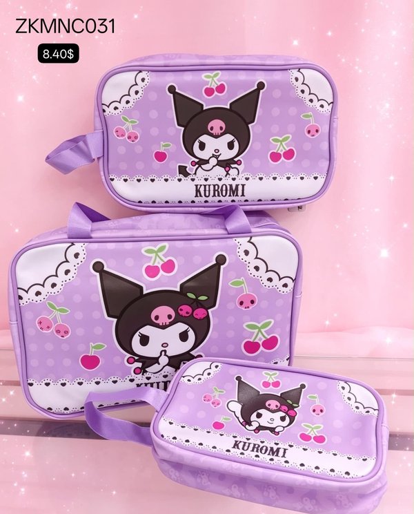 Kit de Bolsas Organizadoras Kuromi 3 en 1 