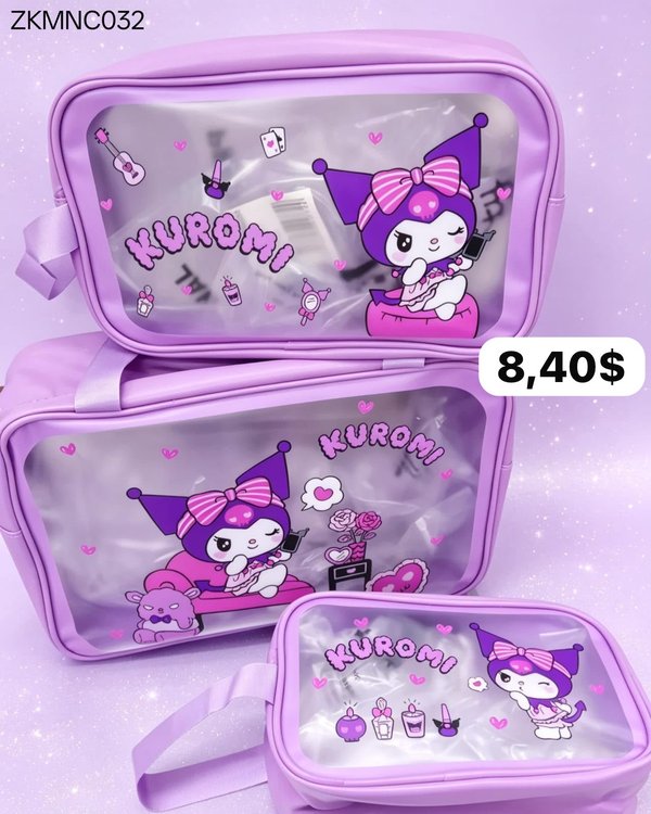 Kit de Bolsas Organizadoras Kuromi 3 en 1