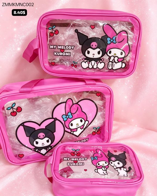 Kit de Bolsas Organizadoras Kuromi Melody 3 en 1 